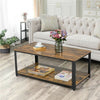 Coffee Table Industrial Livingroom Tea Table with Large Storage Shelf