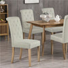Set of 2 Fabric Dining Chairs Upholstered w/Tufted Padded Seat Home/Kitchen/Cafe (Beige)