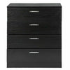 Black Chest of Drawers Bedroom Beside Table 4 Drawers Storage Wooden Cabinet