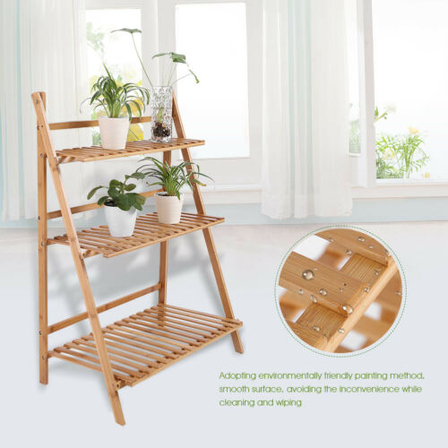 Garden Wooden 3 Tier Flower Plant Pot Display Stand Patio Shelf Storage Rack