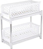 2 TIER KITCHEN CUPBOARD BASKETS, SLIDING PLASTIC BASKET DRAWERS ORGANISER