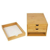 3 Drawer Bamboo Home Office Desktop Tidy A4 Sturdy Stationary Storage Organiser