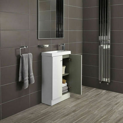Storage sink Alpine Duo 495mm floor standing vanity unit gloss white 80% off