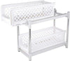 2 TIER KITCHEN CUPBOARD BASKETS, SLIDING PLASTIC BASKET DRAWERS ORGANISER