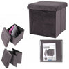 Folding Ottoman Storage Box For Bedroom, Living Room.Footstool Chest Grey Black