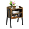 Industrial Nightstand End Table Side Table with Metal Frame, Open Storage