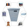 Large Corner Rattan/Wicker Laundry Basket Cloth Lining W/Lid Hamper Storage Bin