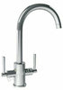Modern Kitchen Sink Mixer Taps Swivel Spout Dual Lever Tap Mono Chrome Faucet
