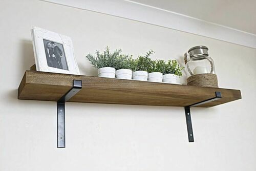 Rustic Wooden Shelf 100cm Home Kitchen Wall Shelving Brackets Scaffold Board