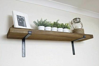 Rustic Wooden Shelf 100cm Home Kitchen Wall Shelving Brackets Scaffold Board