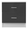 2 Drawer Bedside Table High Gloss Grey / Matt White - Bedroom Furniture