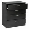 Black Chest of Drawers Bedroom Beside Table 4 Drawers Storage Wooden Cabinet
