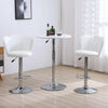 2 x Faux Leather Breakfast Bar Stools Gas Lift Home Kitchen Swivel Chairs White