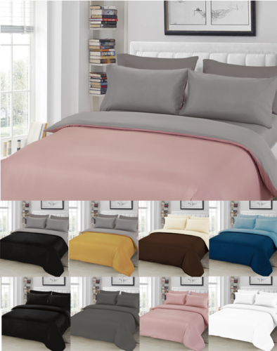 Ausumm Plain Duvet Cover & Pillowcase Reversible Bedding Set or Fitted Sheet