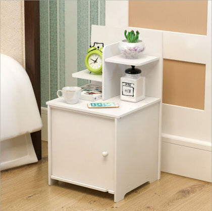 Modern Bedside Table Cabinet Nightstand Shelf w/ Drawer Bedroom White Furniture