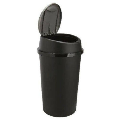 45L All Black Touch Top Bin Waste Dustbin With Lid Kitchen Home Rubbish Bin New