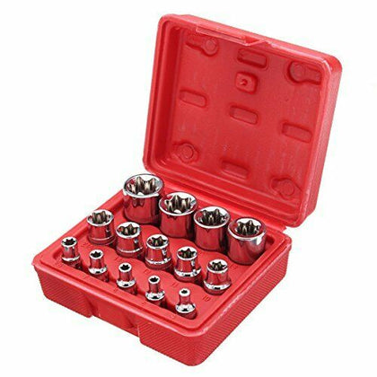 14x E Star Torx Sockets Rail Female Star E4 to E24 E-Torx Set 1/4