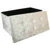 GREY LINEN LARGE FOLDING STORAGE OTTOMAN POUFFE SEAT FOOT STOOL STORAGE BOX UK