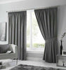 THERMAL BLACKOUT PENCIL PLEAT READY MADE CURTAINS PAIR TAPE TOP + FREE TIE BACKS