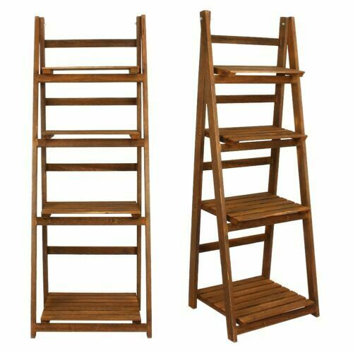 Foldable Ladder Storage Rack Display Stand Shelving Unit Plant Flower Pot Shelf
