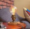 Industrial Retro Table Lamp Wooden Base Water Pipe Decor Lamp Desk Lamp UK Plug (Without bulb UK Plug)