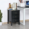 Black Bedside Cabinet Table 3 Drawers Storage Unit Livingroom Nightstand Table