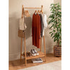 Bamboo Clothes Rail Rack Garment Stand with Top Shelf Shoe Place Ladder Rails Uk