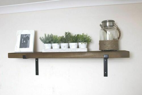 Rustic Wooden Shelf 100cm Home Kitchen Wall Shelving Brackets Scaffold Board