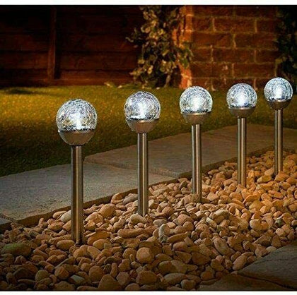 3PK 6PK Solar LED Garden Lights Stake Post Patio Path Outdoor Globe Lighting