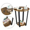 Industrial Bedside Table Round Sofa Side End Table/Nightstand Wood Metal Frame