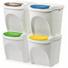 White 20 Litre Large Stackable Recycling Sorting Colour Coded Plastic Bins w Lid