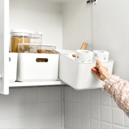 4pcs Studio Baskets Plastic Storage Organiser Office Home Bathroom Kitchen Boxes