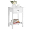 White Bedside Table End Table Nightstand Storage Cabinet with Shelf and Drawer