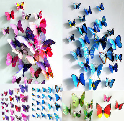12pcs 3D Butterfly Wall Stickers Art Decals Home All Room Decorations Decor Kids
