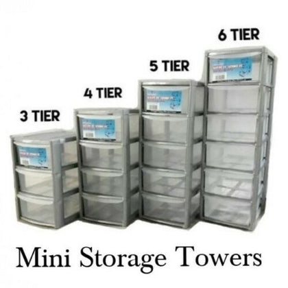 NEW PLASTIC STORAGE TOWER 3 4 5 6 TIER DRAWER OFFICE DESKTOP GARAGE MINI SMALL