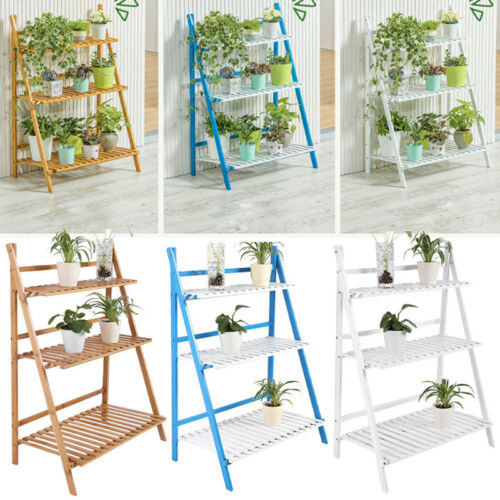 Garden Wooden 3 Tier Flower Plant Pot Display Stand Patio Shelf Storage Rack