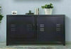 Black Metal Sideboard Cabinet Industrial TV Stand Buffet Home Office Cupboard