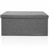2 SEATER DOUBLE LARGE OTTOMAN FAUX LINEN FOLDING STORAGE TOY BOX POUFFE 4COLOURS