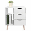 3 Drawers Bedside Table Cabinet Wooden Nightstand Storage Unit Bedroom Cupboard