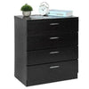 Black Chest of Drawers Bedroom Beside Table 4 Drawers Storage Wooden Cabinet