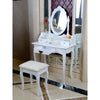 White Dressing Table, Oval Mirror & Stool Set (3 Drawer) Bedroom Makeup Desk