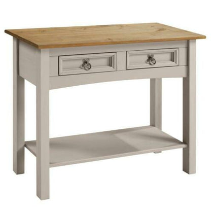 Corona Console Table Grey Wax 2 Drawer Solid Pine Hall by Mercers Furniture®