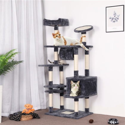 157cm Large Multi-level Cat Tree, Cat Gym w Scratching Post/ Condo/ Tunnel/Perch