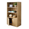 Stylish 2 Door Bookcase Shelf with Adjustable Shelves Storage Cabinet Oak Finish