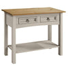 Corona Console Table Grey Wax 2 Drawer Solid Pine Hall by Mercers Furniture