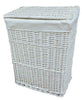Lidded Wicker Linen Laundry Bin Basket with Cotton Liner