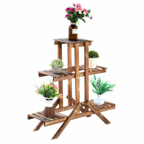 5 Pot Plant Stand Outdoor Indoor Flower Rack Display Shelf Holder Wooden Storage