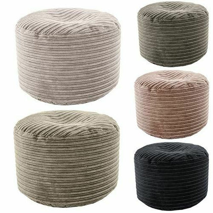 Round Bean Bag Foot Rest Stool Pouffe Living Room Beanbag Ottoman Footstools