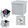 Folding Ottoman Storage Box For Bedroom, Living Room.Footstool Chest Grey Black