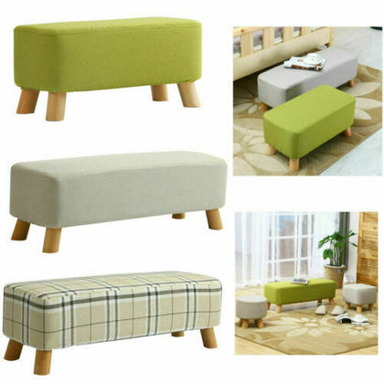 Linen Fabric Footstool Foot Rest Stool Pouffe Ottoman Seat Living Room Furniture
